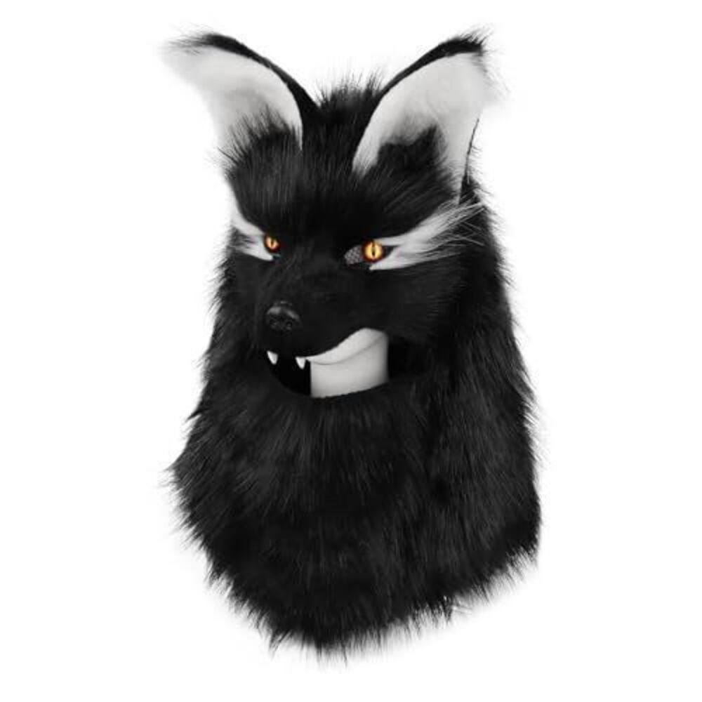3615 Furry Head Mask Animal Wolf Dog Plush Faux Fur Masks for Halloween